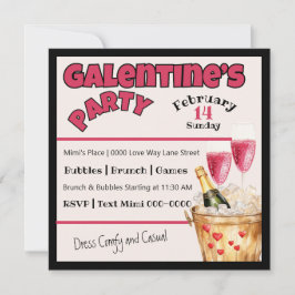 Galentine's Champagne Party i Rosa Inbjudningar