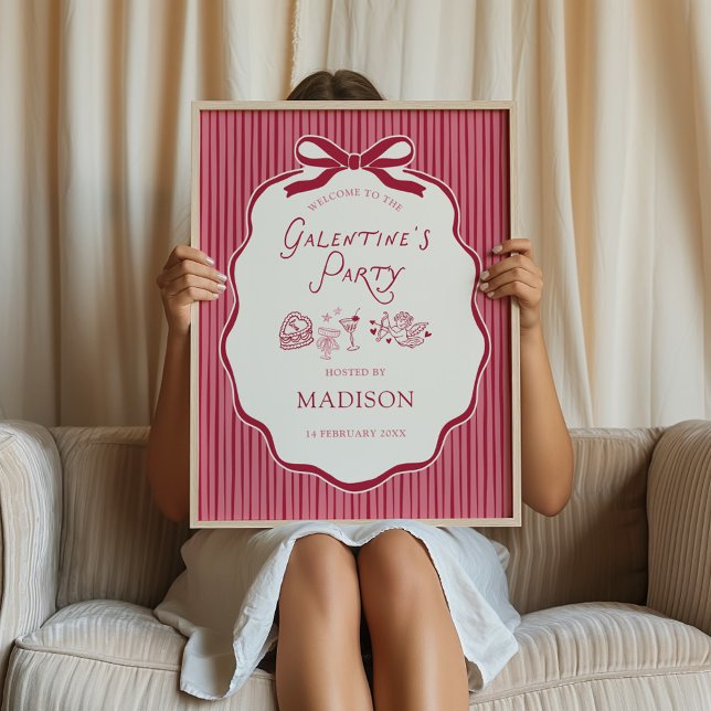 Galentine's Cherry Bow Frame Downloadable Welcome Poster (Skapare uppladdad)