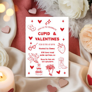 Galentines Cupid & Galentine-firande med fantasifu Inbjudningar