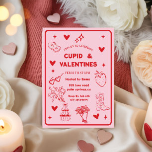 Galentines Cupid & Galentine-firande med fantasifu Inbjudningar