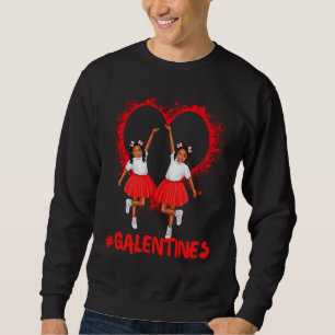 Galentines Dag Roligt Söt Brunt Hud Tjejer Bästa T Lång Ärmad Tröja