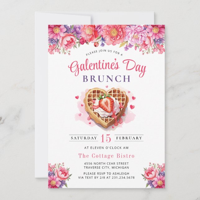 Galentine's Day Alla hjärtans dags Brunch Inbjudan (Framsida)
