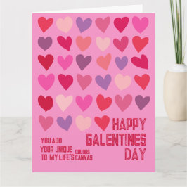 Galentines Day Art Best Friends Rosa Red Hearearts Kort