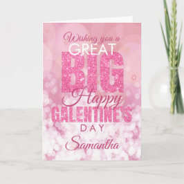 Galentines Day Bestie Rosa Glitter Valentines Kort