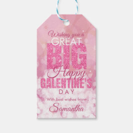 Galentines Day Bestie Rosa Glitter Valentines Presentetikett