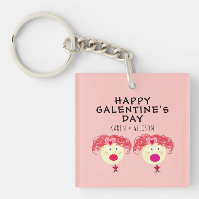 Galentines Day BFF Rosa Red Hearts Personlig (Framsidan)