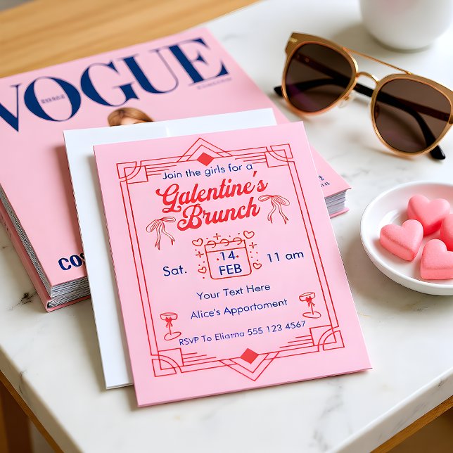 Galentine's Day Brunch Girls  Party Invitation Julkort (Skapare uppladdad)