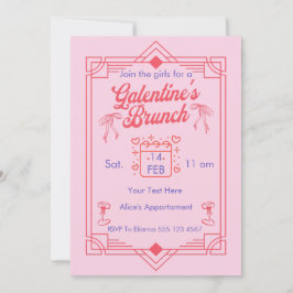 Galentine's Day Brunch Girls Party Invitation Julkort
