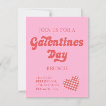 Galentines Day Brunch Inbjudan Retro Heart