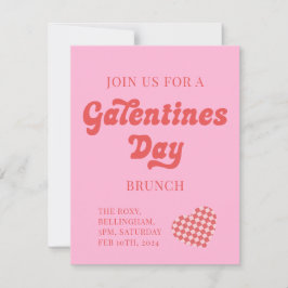 Galentines Day Brunch Inbjudan Retro Heart