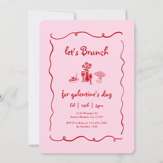 Galentine's Day Brunch Inbjudningar (Framsida)