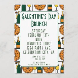 Galentines Day Brunch Mimosas Retro Inbjudningar