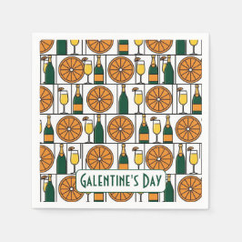 Galentines Day Brunch Mimosas Retro Pappersservett