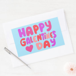 Galentines Day Bubble Brev Curvy Retro Groovy Rektangulärt Klistermärke