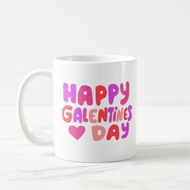 Galentines Day Bubble Brev Groovy Curvy Retro Kaffemugg (Vänster)