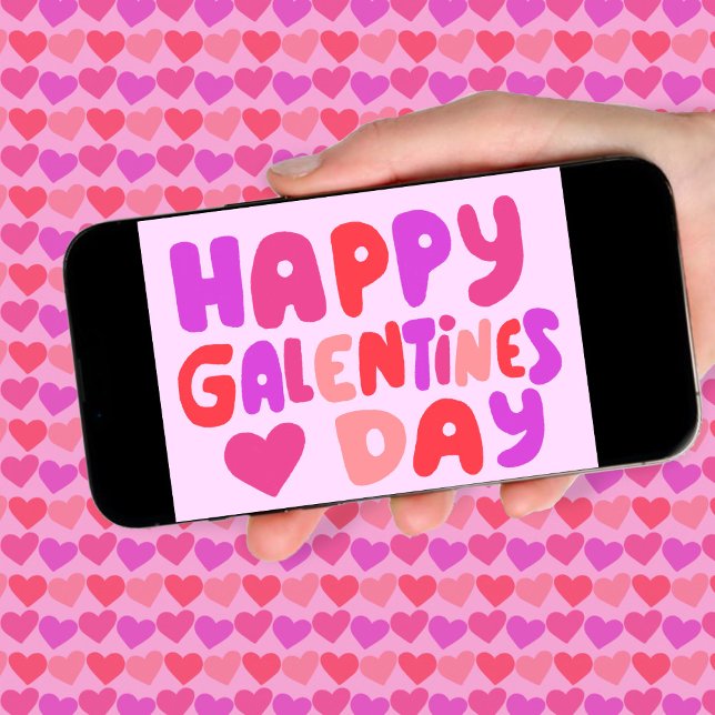 Galentines Day Bubble Brev Groovy Retro Digital Kort (Happy Galentines Day Bubble Letters Groovy Retro Digital Card Online Email eCard)