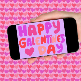 Galentines Day Bubble Brev Groovy Retro Digital Kort