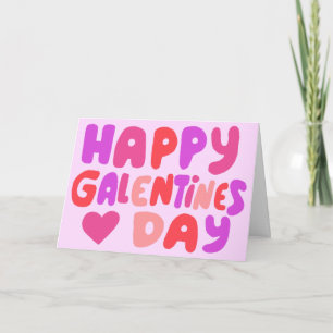 Galentines Day Bubble Brev Rosa Curvy Retro Kort