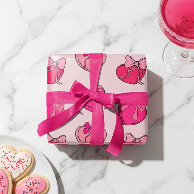 Galentine's Day Coquette Rosa Band Hjärtat Present Presentpapper (Skapare uppladdad)