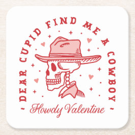 Galentines Day cowboycowboyen land är lustigt Underlägg Papper Kvadrat