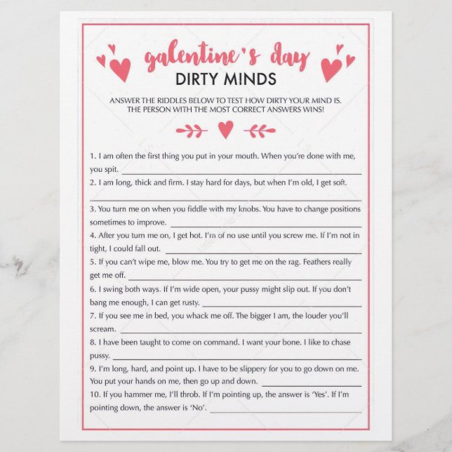 Galentines Day Dirty Minds-spel Reklamblad (Framsidan)
