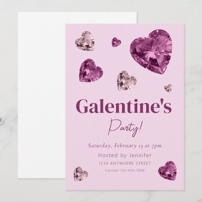 Galentine's Day-fest Invitation Inbjudningar (Fram/baksida)
