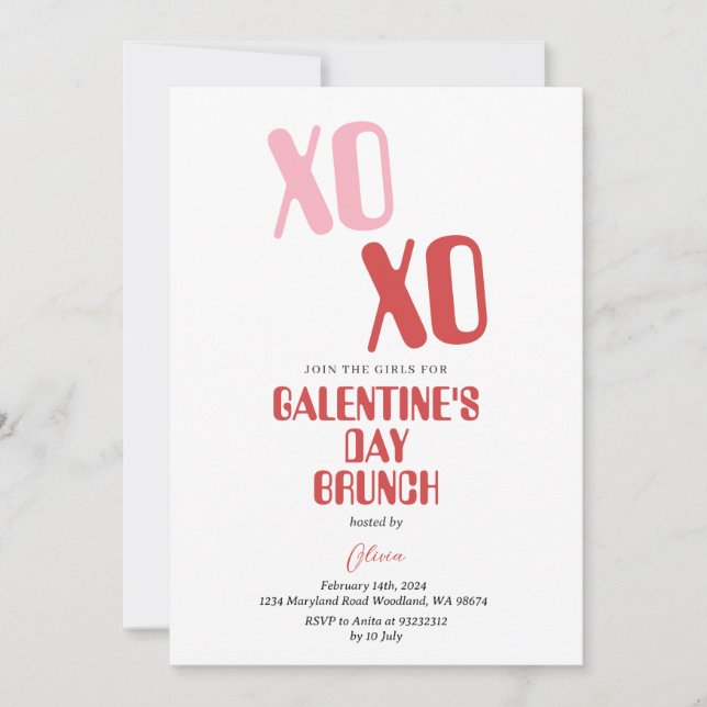 Galentine's Day Festsmiddag Vänskap Alla Hjärtans  Inbjudningar (Framsida)