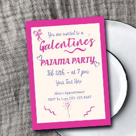 Galentine's Day Girls Pajama Party Invitation Helg Vykort