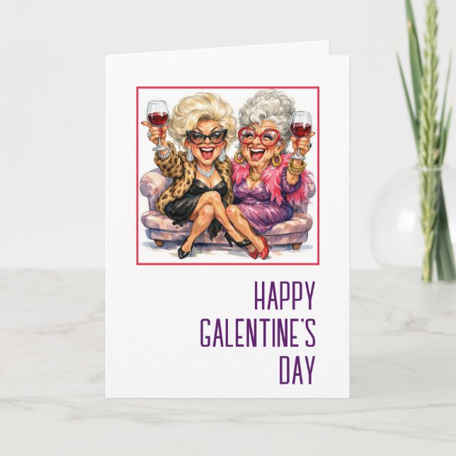 Galentine's Day Glamorösa Gamla Damer Kort (Framsida)