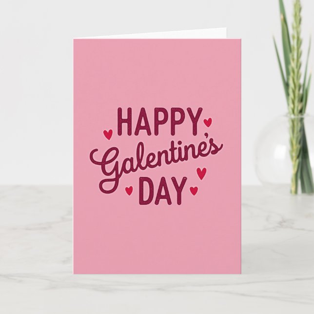 Galentines Day Glittrande Hjärtan Kort (Framsida)