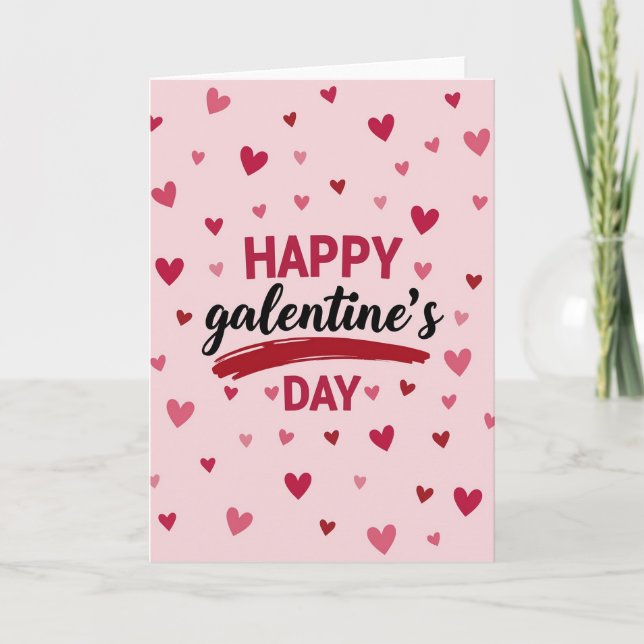 Galentines Day Hjärtmönsterkort Kort (Framsida)