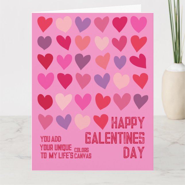 Galentines Day  Konst Bästa vänner Rosa Röda Hjärt Kort (Framsida)