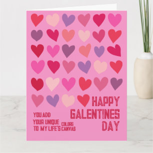 Galentines Day Konst Bästa vänner Rosa Röda Hjärt Kort