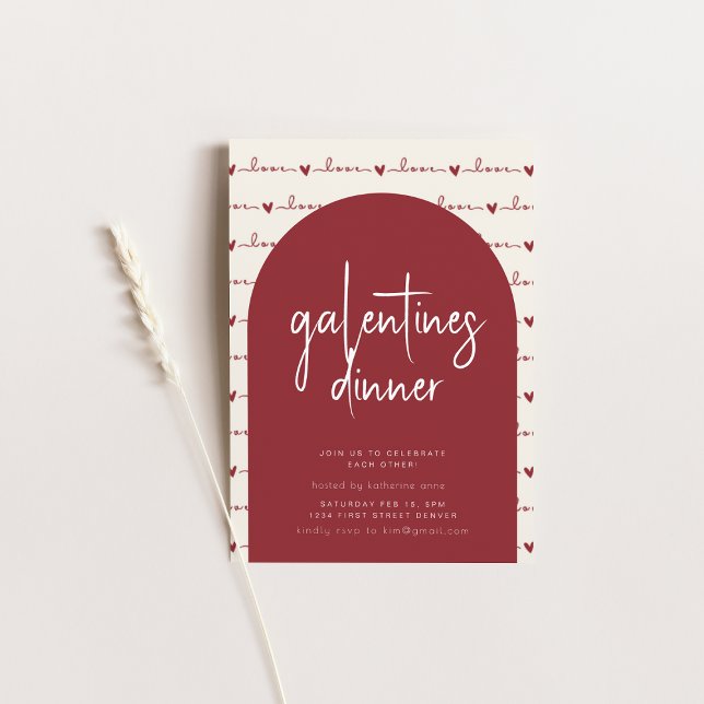 Galentines Day Middag Inbjudan med Red Kärlek (Skapare uppladdad)