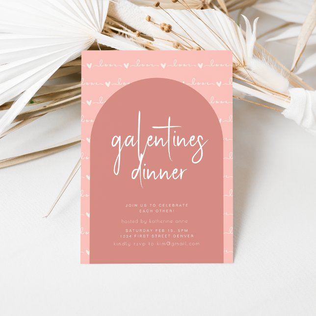 Galentines Day Middag Inbjudan med Rosa Kärlek (Skapare uppladdad)