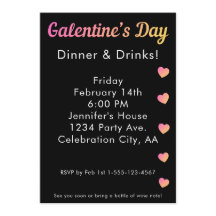 Galentines Day Middagsdrycker Rosa Svart Party