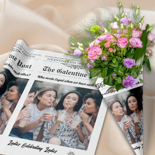 Galentines Day Newspaper Flower Bouquet Photo Presentpapper