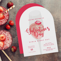 Galentines Day Party Watercolor Rosa Rosé