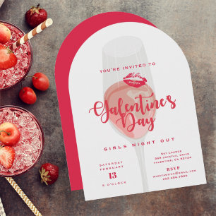 Galentines Day Party Watercolor Rosa Rosé Inbjudningar