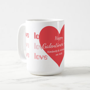 Galentine's Day Personlig Rosa och Röd Hjärtform Kaffemugg