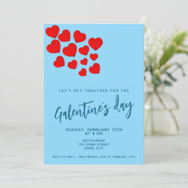 Galentine's Day Red Hearts Friends Party Inbjudningar
