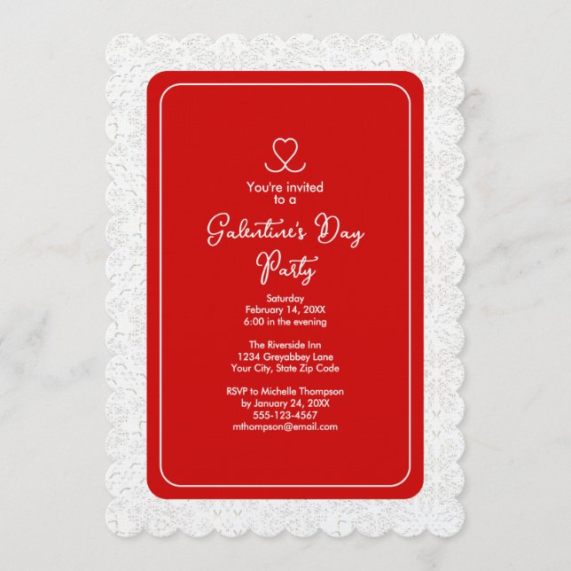 Galentine's Day Red Party Inbjudningar (Framsida)