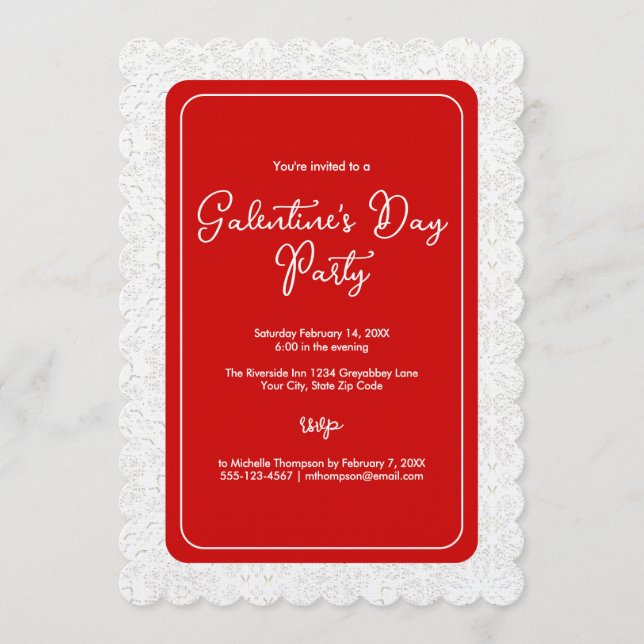 Galentine's Day Röd Fest Inbjudningar (Framsida)