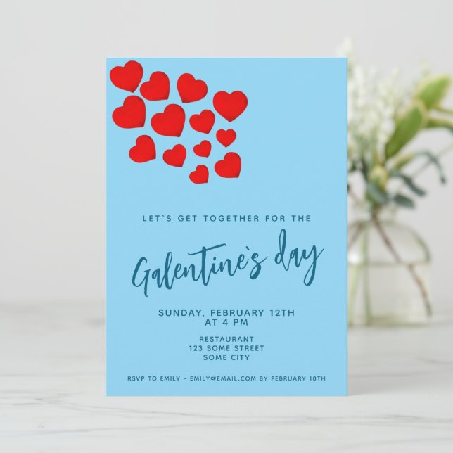 Galentine's Day röda hjärtans vänfest Inbjudningar (Stående Fram)