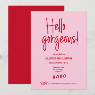 Galentine's Day ROSA RÖD Hej underbar XOXO Inbjudningar