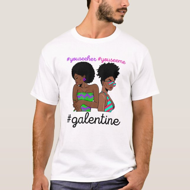 Galentines Day Single Valentines Melanin Queen Bla T Shirt (Framsida)