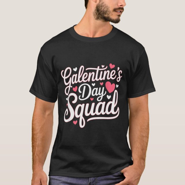 Galentine's Day Squad For Friends Festive Ladies V T Shirt (Framsida)