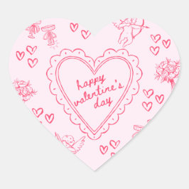 Galentine's Day Valentin Flickig Inbjudan Hjärtformat Klistermärke