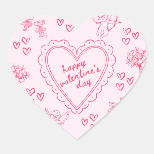 Galentine's Day Valentin Flickig Inbjudan Hjärtformat Klistermärke