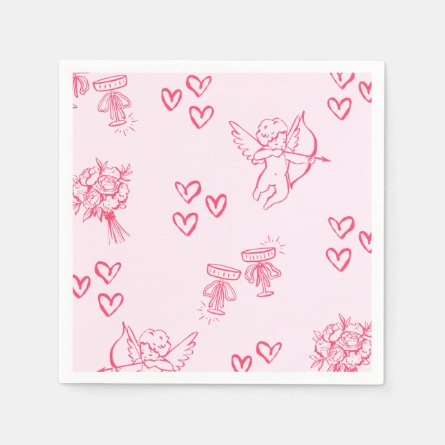 Galentine's Day Valentin Flickig Inbjudan Pappersservett (Framsidan)